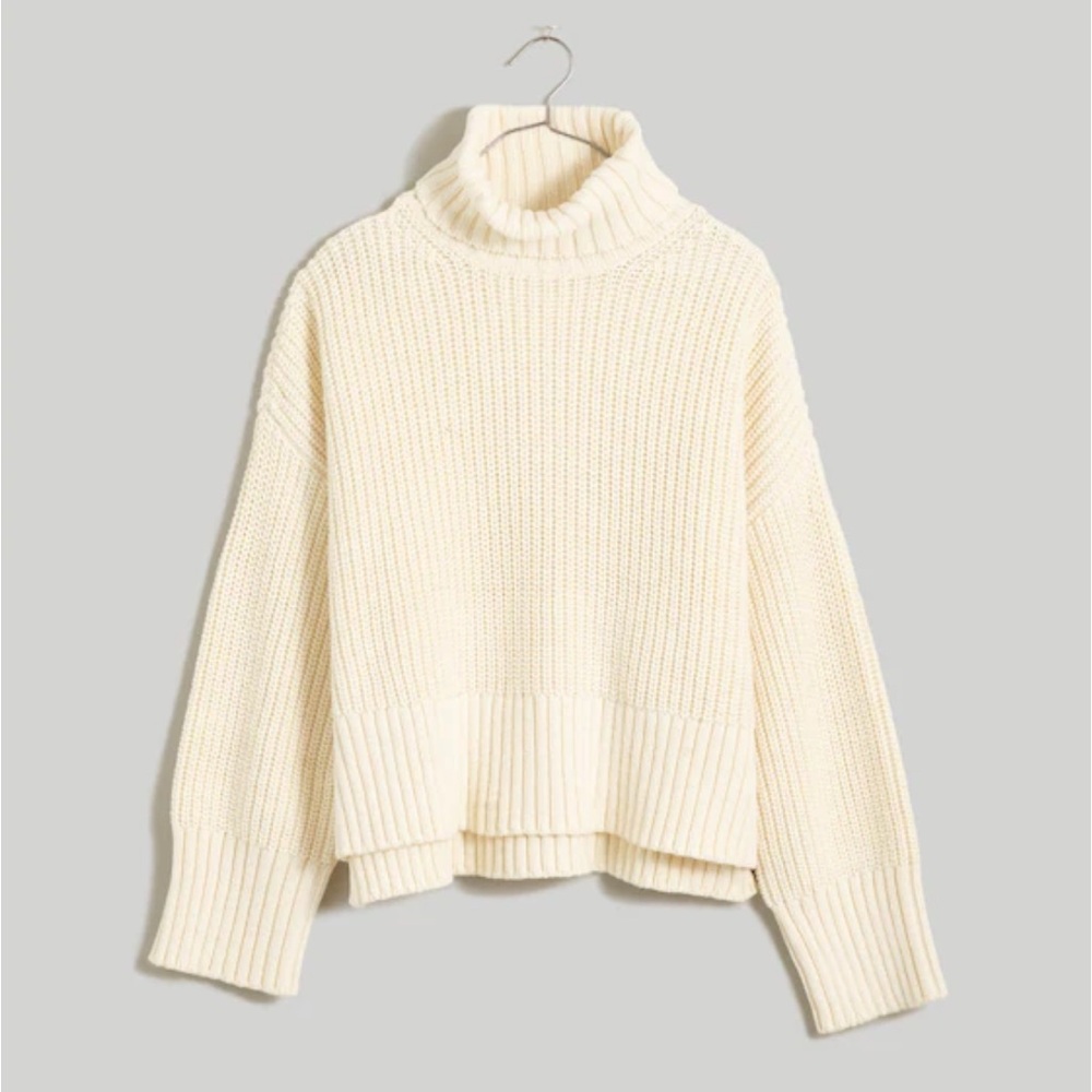 Madewell Cream Wide Rib Turtleneck Sweater